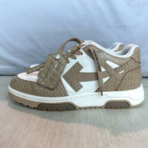 Off-White Out Of Office OOO Sneaker in Tan Crocodile Leather